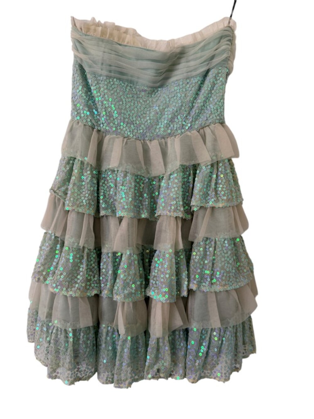 Vintage Betsey Johnson Strapless Sparkly Light Blue Mini Princess Dress- 10 - Picture 2 of 15